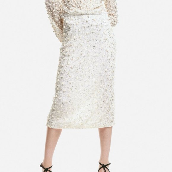 H&M Pearl & Crystal Embellished Skirt Size 6 - Picture 4 of 15